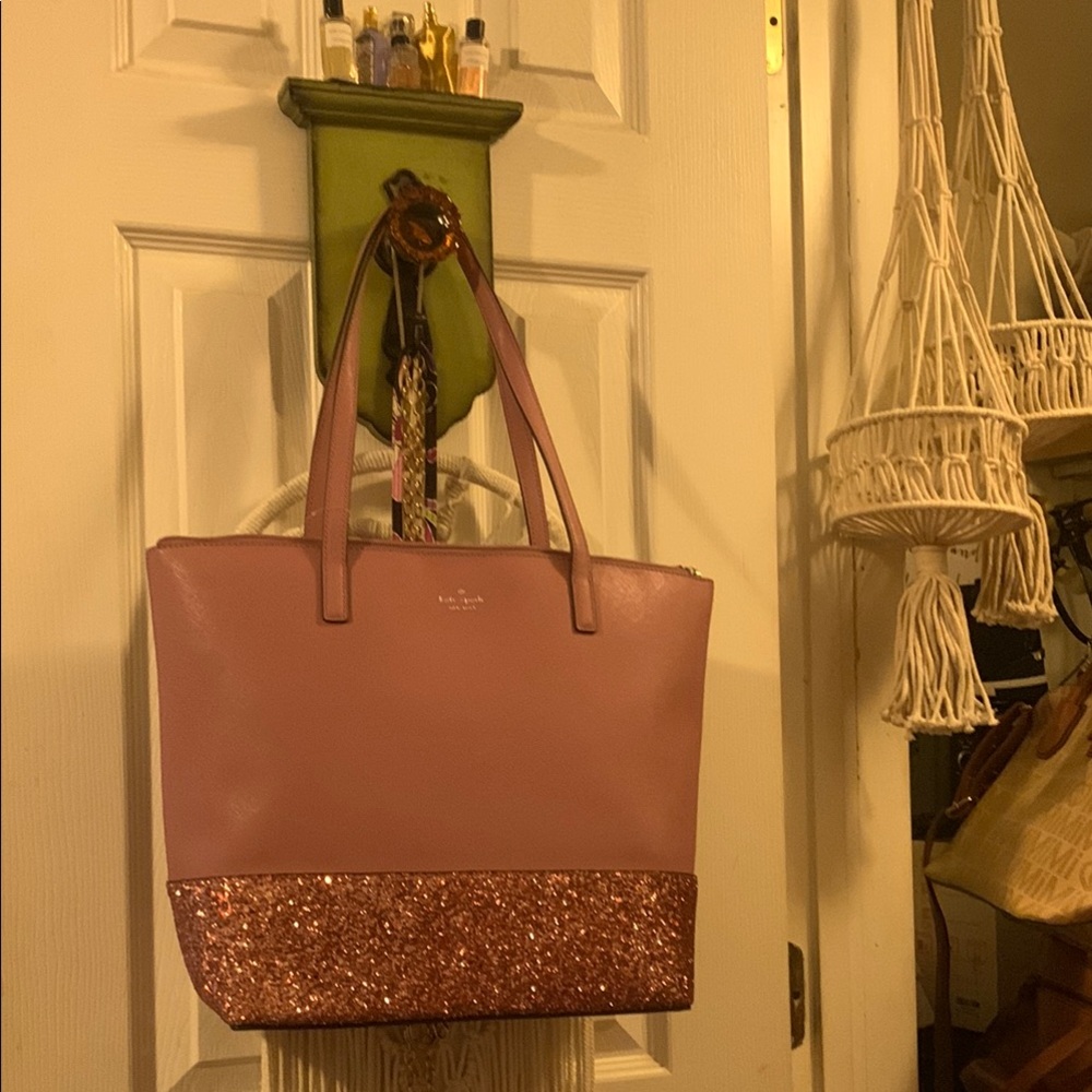 kate spade rose pink glitter tote - Picture 2 of 6